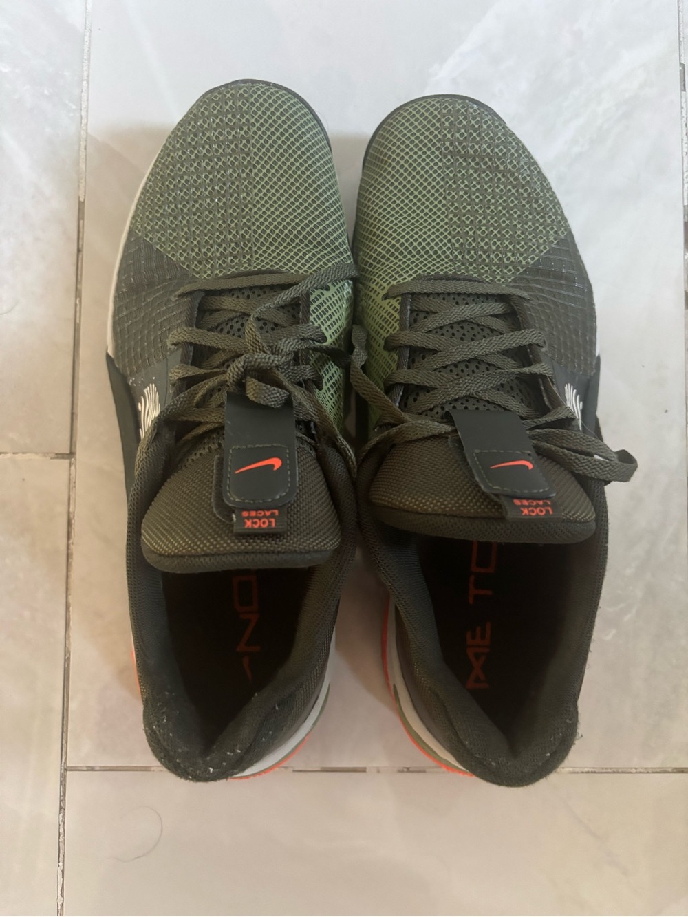 Nike Men’s Olive Green and Orange Training Shoes